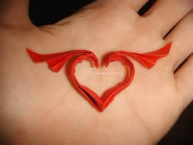 带翅膀的爱心怎么折 翅膀爱心的折法图解