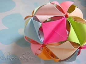 创意折纸花球作品欣赏 美丽立体纸花球图片