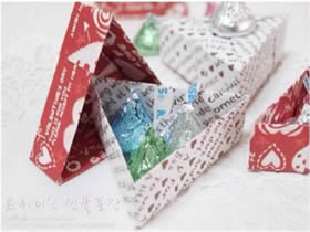 如何折纸三角形纸盒 带盖三角形糖果盒的折法