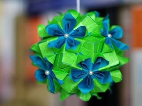 创意折纸花球图片 美丽的纸花球作品
