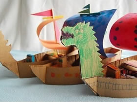 瓦楞纸龙舟模型的做法 儿童龙舟模型手工制作