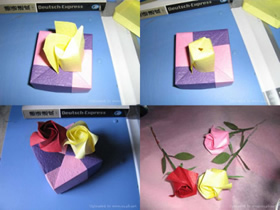 折纸玫瑰花步骤图解 情人节纸玫瑰花的折法