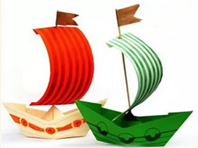 怎样折纸船做成帆船 简单小船的折法图解