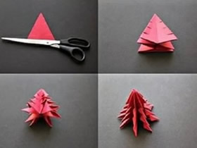 怎么用一张纸折圣诞树 儿童折纸立体圣诞树图解