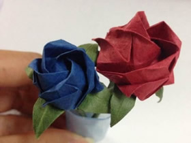 怎么折纸川崎玫瑰图解 手揉纸玫瑰花的折法
