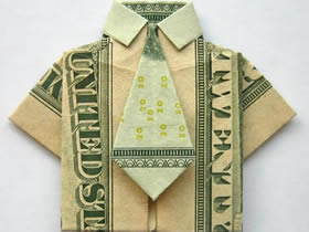 怎么折纸带领带衬衫 美元折纸衬衫图解教程