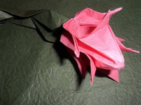 怎么折纸蟹爪兰图解 蟹爪兰花和花茎的折法
