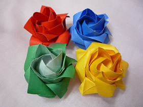 纸玫瑰花怎么折教程 清晰实拍玫瑰花折纸图解
