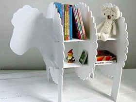 瓦楞纸书架怎么做图解 硬纸板制作绵羊书架