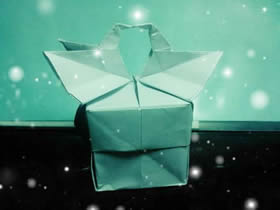 怎么折纸情人节礼品盒 带纸鹤浪漫纸盒折法