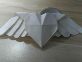 怎么折纸带翅膀爱心 最漂亮翅膀心的折法图解