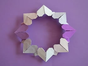 怎么折纸爱心花环图解 爱心组合花环的做法