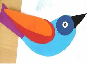 怎么贴纸制作可爱小鸟 彩色卡纸贴小鸟图片