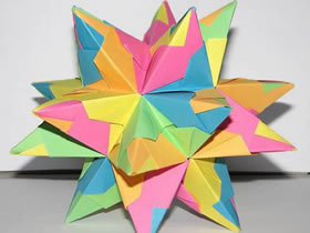 怎么折纸立体星芒星星 带尖角纸花球的折法