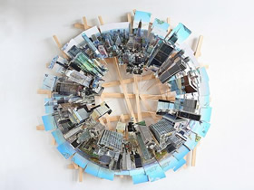 怎么做城市模型 多张照片拼接城市的立体纸雕
