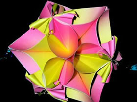 怎么折纸四瓣花花球 手工四个花瓣花球的折法