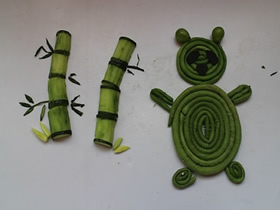 幼儿用水果蔬菜做手工拼图的作品图片