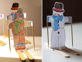 怎么做可爱纸片小人 卡纸冰棍棒制作立体小人