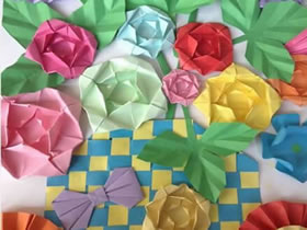 怎么折纸蔷薇花图解 手工立体蔷薇花的折法