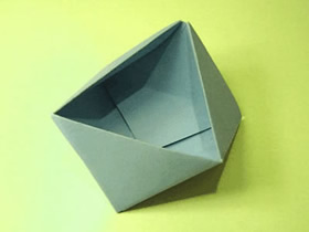 怎么折纸三角形纸盒 多面体垃圾盒的折法图解