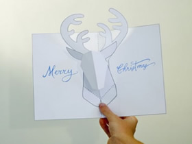 怎么做圣诞麋鹿贺卡 卡纸制作圣诞节立体贺卡