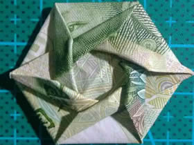 怎么折纸六角徽章的方法 一元纸币折徽章图解