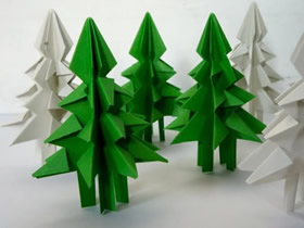怎么简单折纸圣诞树 带树干立体圣诞树折法