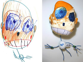 怎么做有创意的布偶 用布把孩子的涂鸦做出来