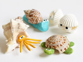 怎么简单做海洋生物 粘土贝壳制作海里的动物