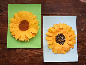 怎么简单做向日葵花 咖啡滤纸手工制作向日葵