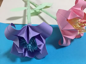 怎么折纸带花蕊完整百合花的折法图解过程