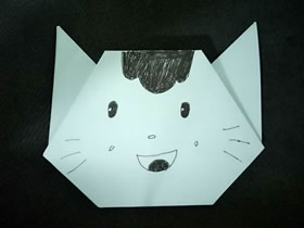 幼儿手工折纸猫头怎么折的简单图解教程