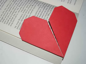 怎么简单折纸爱心书签的折法步骤图解