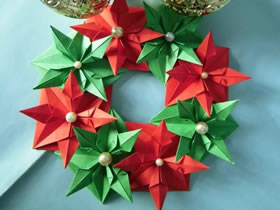 怎么手工折纸圣诞花环的折法步骤图解