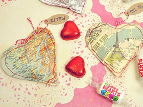 怎么做情人节地图爱心零食袋/礼物袋制作教程