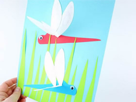 幼儿怎么做蜻蜓纸贴画的手工制作教程