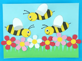 怎么做春天蜜蜂采蜜粘贴画的手工制作方法