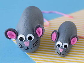 怎么用石头做可爱小老鼠的手工制作教程