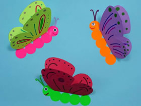 春天立体蝴蝶纸贴画怎么做的手工制作教程