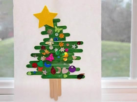 怎么做冰棍棒圣诞树粘贴画的手工制作方法