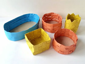 怎么折纸五种纸篓纸篮的折法详细图解教程