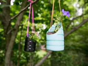 怎么废物利用做悬挂塑料花盆的制作方法