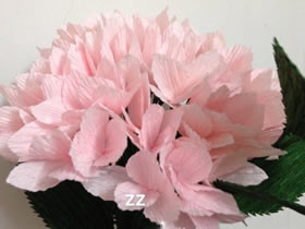 怎么做粉色皱纹纸绣球花的手工制作教程