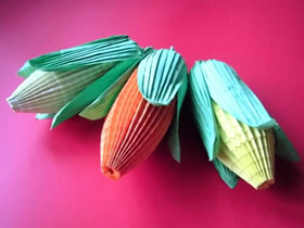 怎么折纸复杂立体玉米的折法步骤图解