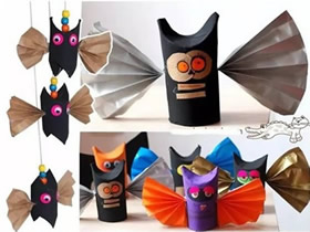 怎么用卷纸芯做万圣节搞笑蝙蝠的制作方法