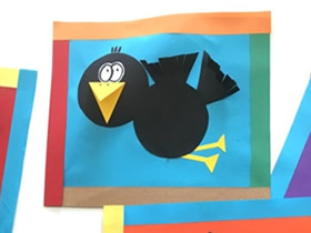 怎么用卡纸做乌鸦粘贴画的制作方法图解