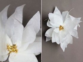 皱纹纸手工制作洁白花朵的方法