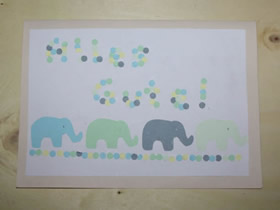 简单大象图案生日贺卡的制作方法