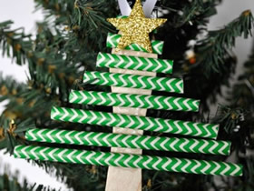 纸吸管手工制作圣诞树挂饰的方法