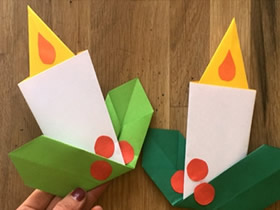 简单折纸圣诞蜡烛的方法图解